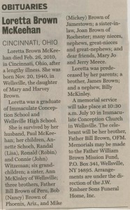 obit loretta brown mckeehan