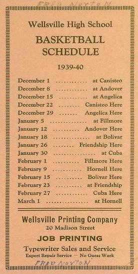 1939 Basketball schedule